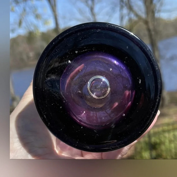 Vtg Krosno Poland Hand Blown Purple Candle Holder Or Vase Suspended Bubble - Picture 4 of 10